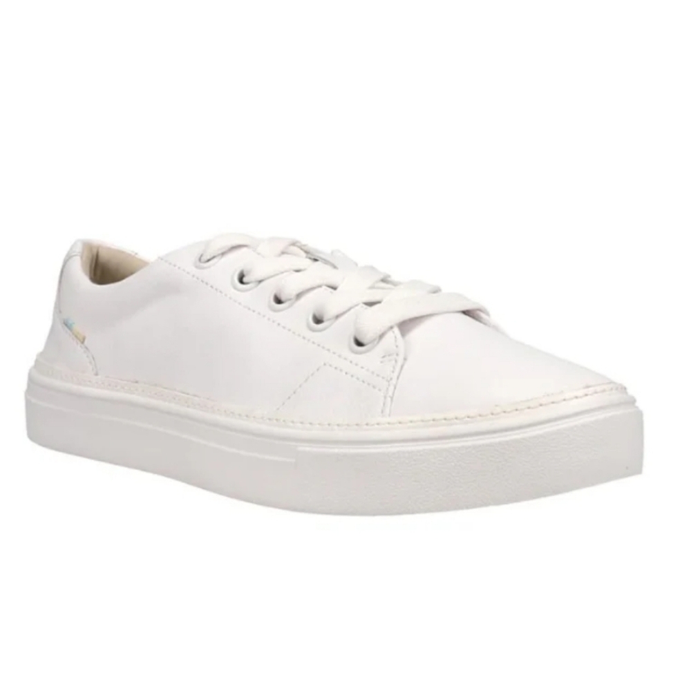 Toms White Low-Top Lace-Up Leather Sneakers Size 6